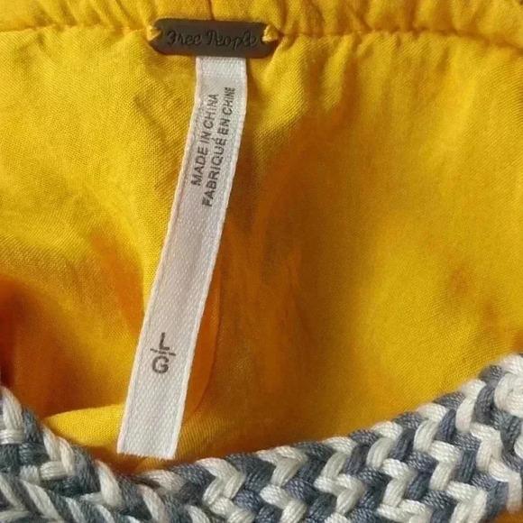 Free People Mustard Periscopes in the Sky Babydoll  Mini Dress Size L - Picture 3 of 7